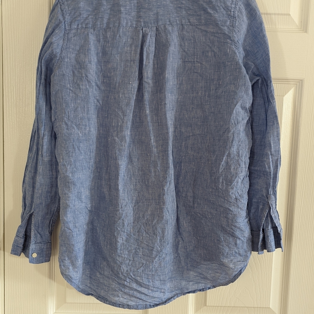 Gap Linen Boyfriend Shirt Light Blue - Picture 4 of 7
